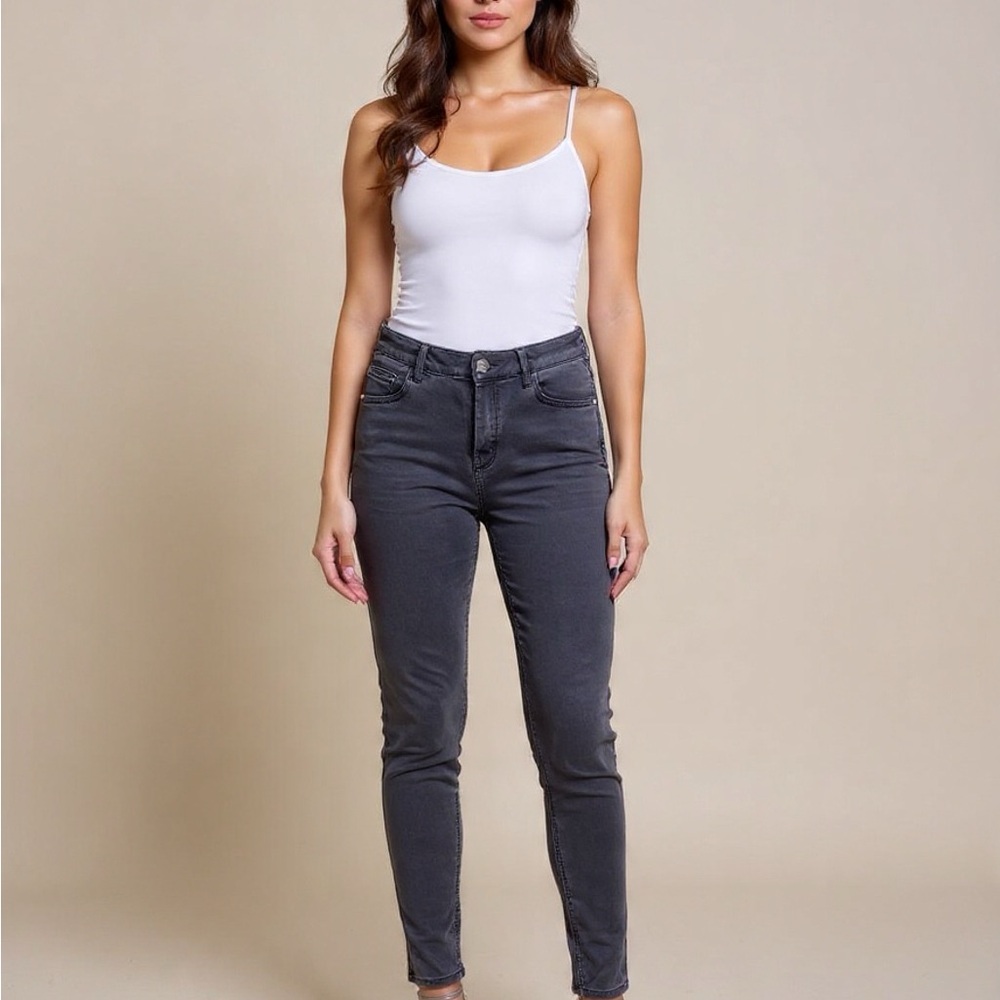 Mango Gray Skinny Jeans Size 6 Stretch Denim Mid Rise